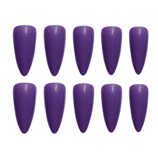 Enchanting Elegance Medium Almond Purple Press-On Nail Set with Glossy Finish