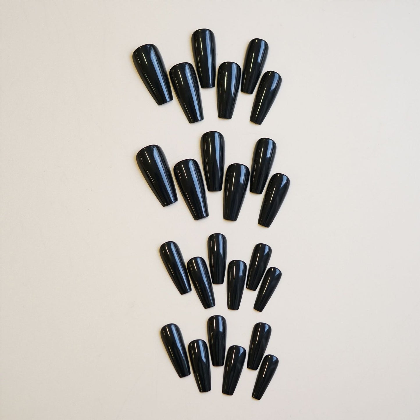 Chic Noir Dreamy Long Coffin Shaped Glossy Black Press On Nail Set with High Shine Finish