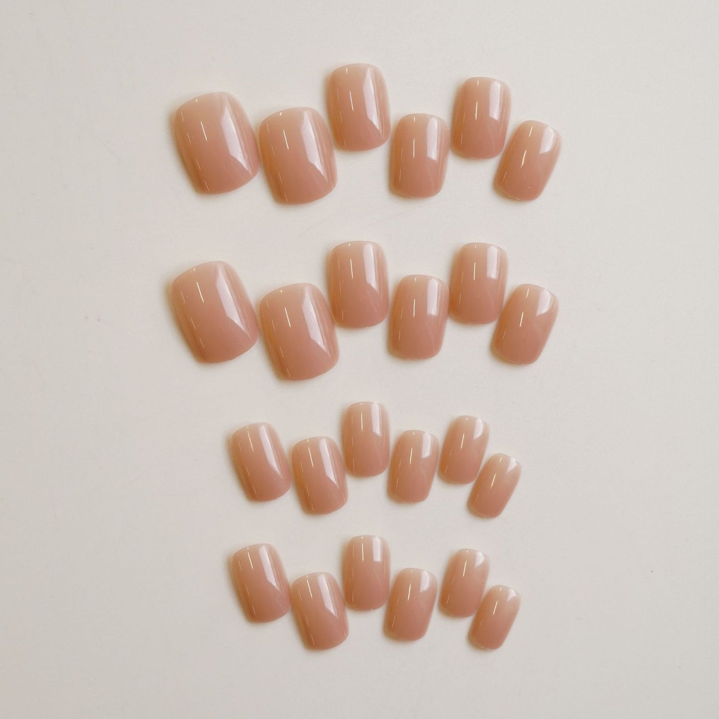 Elegant Rose Short Beige Squoval Shape Long Lasting Shine Press On Nail Set