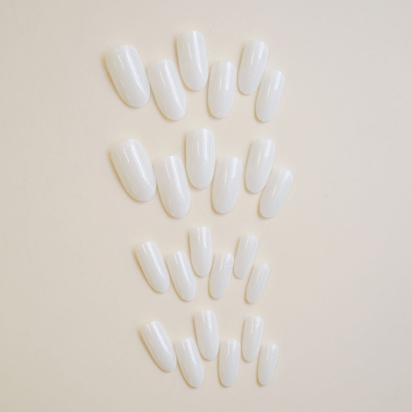 Celestial Dream Press On Nail Set Medium Oval Sparkling White Iridescent Finish