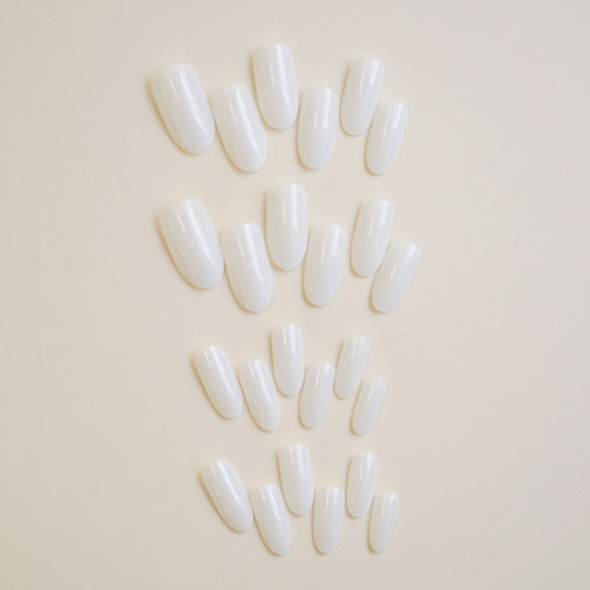 Celestial Dream Press On Nail Set Medium Oval Sparkling White Iridescent Finish