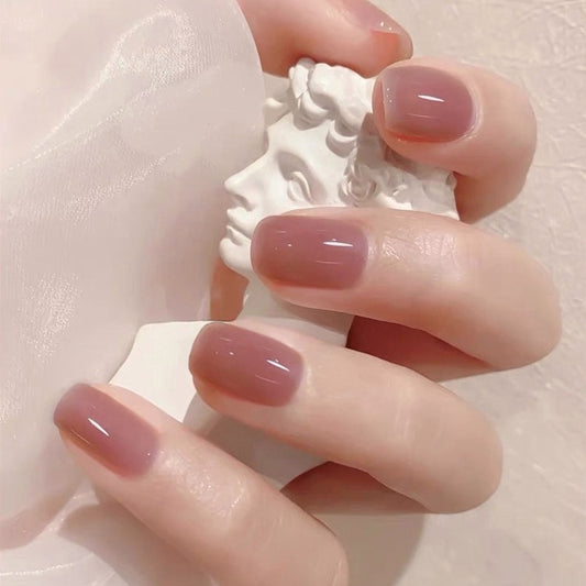 Elegant Parisian Chic Short Length Squoval Press On Nails in Dusty Rose with Natural Look Finish
