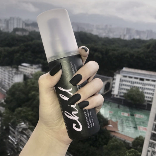 Urban Chic Medium Matte Black Square Press On Nail Set with Easy Application Feature