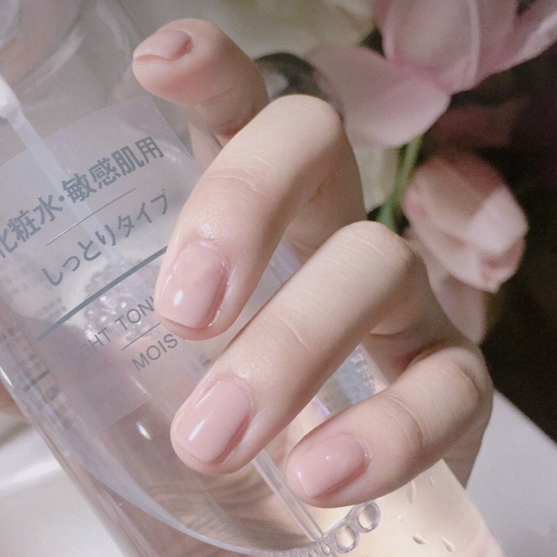 Elegant Spring Blossom Collection Medium Length Square Shape Pink Beige Press on Nail Set with Glossy Finish
