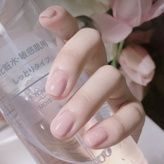 Elegant Spring Blossom Collection Medium Length Square Shape Pink Beige Press on Nail Set with Glossy Finish