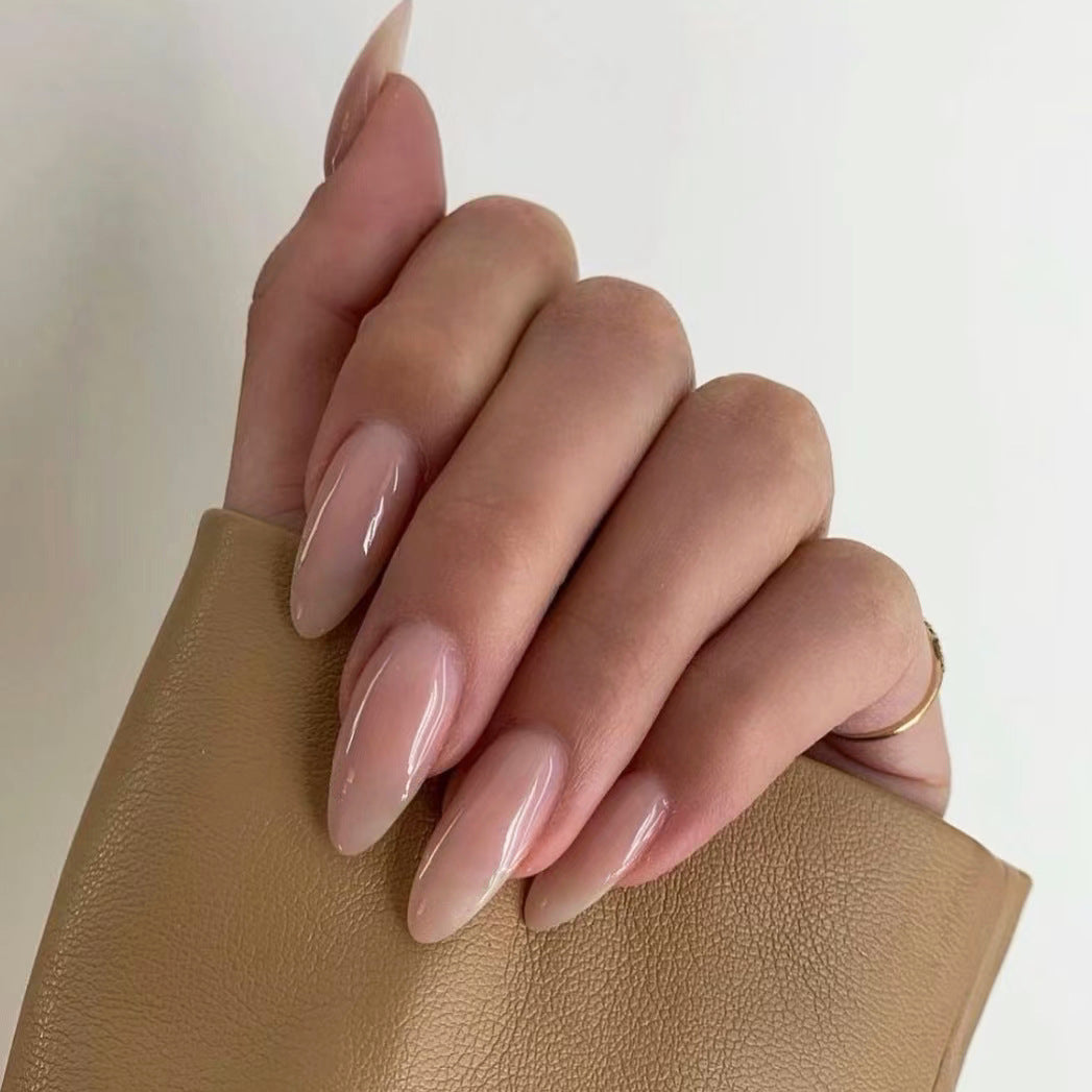 Elegant Affair Long Almond Beige Glossy Finish Press On Nail Set
