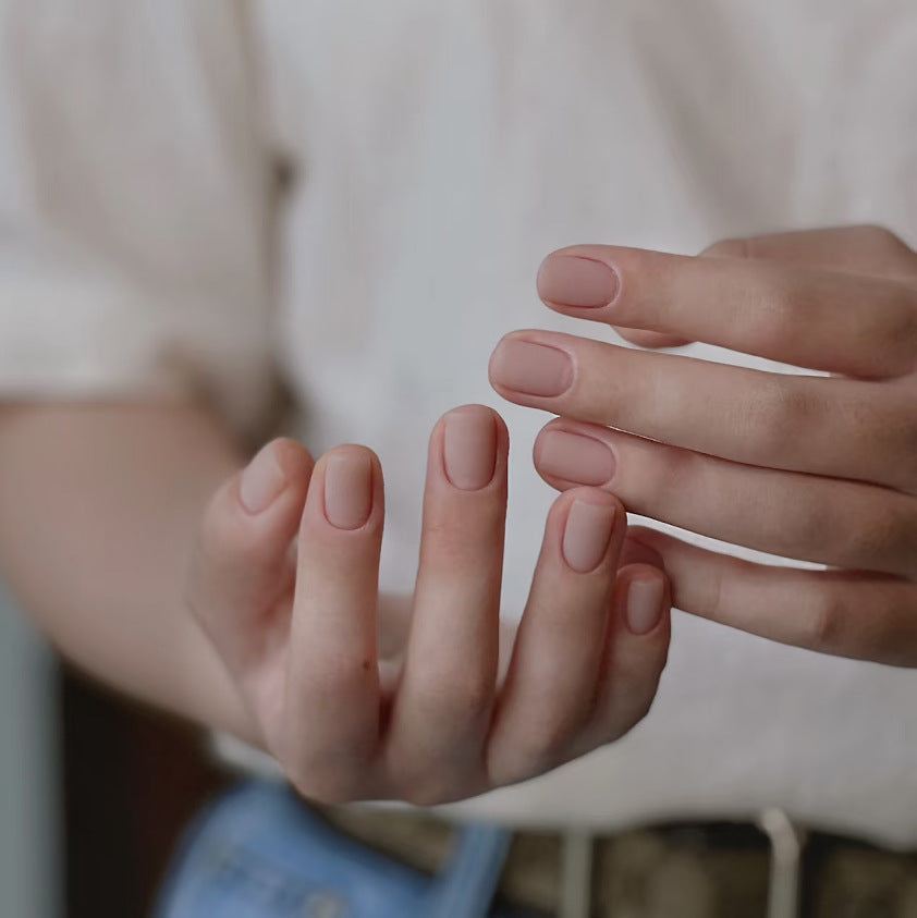 Serene Elegance Short Square Mauve Press-On Nail Set with Velvet Texture