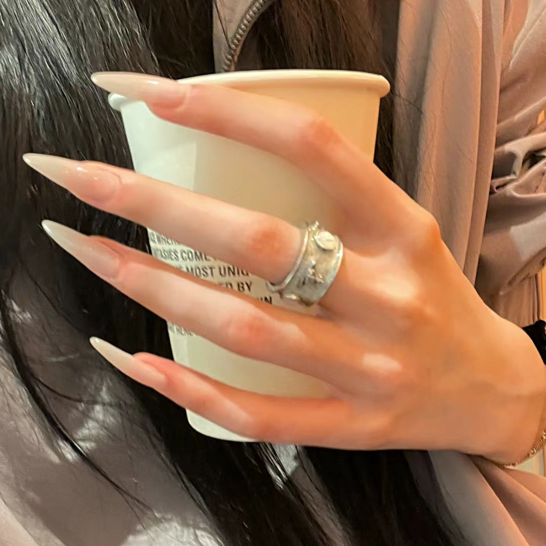 Elegant Affair Extra Long Stiletto Beige Press On Nail Set with Glossy Finish