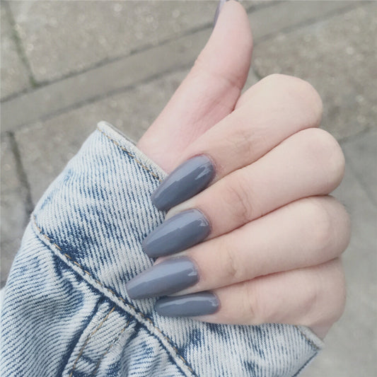Urban Chic Long Coffin Gray Press On Nail Set, Easy Application Fake Nails for Trendy Manicure Look