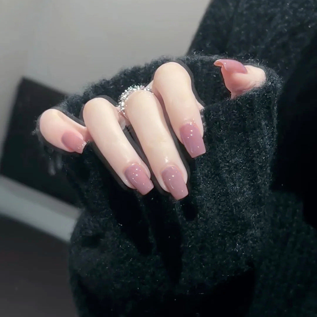 Chic Glamour Medium Square Pink Press On Nail Set with Sparkling Finish