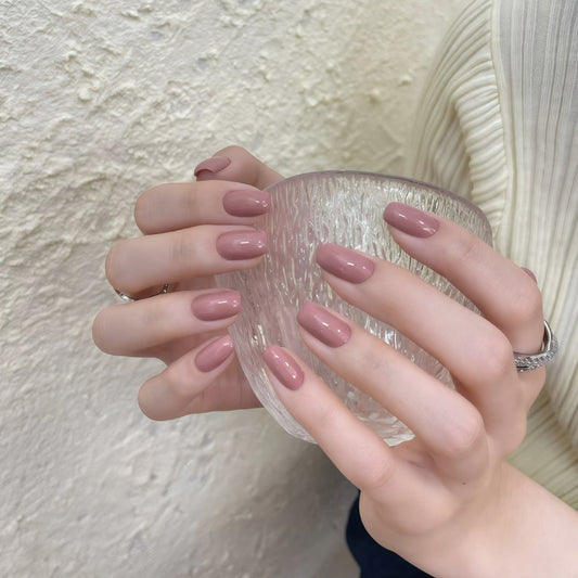 Elegant Rosebud Medium Square Press-On Nail Set with Stunning Glossy Finish