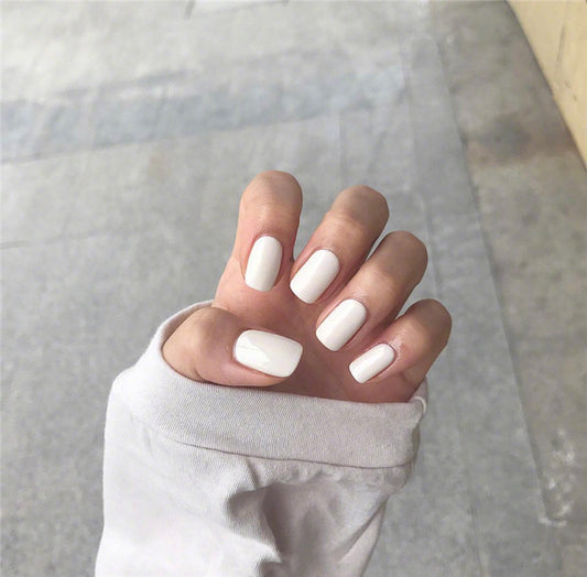 Elegant Bride Medium Square Pure White Gloss Finish Press On Nail Set