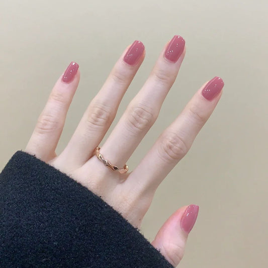 Elegant Affair Short Square Dusty Rose Glitter Accented Press On Nail Set