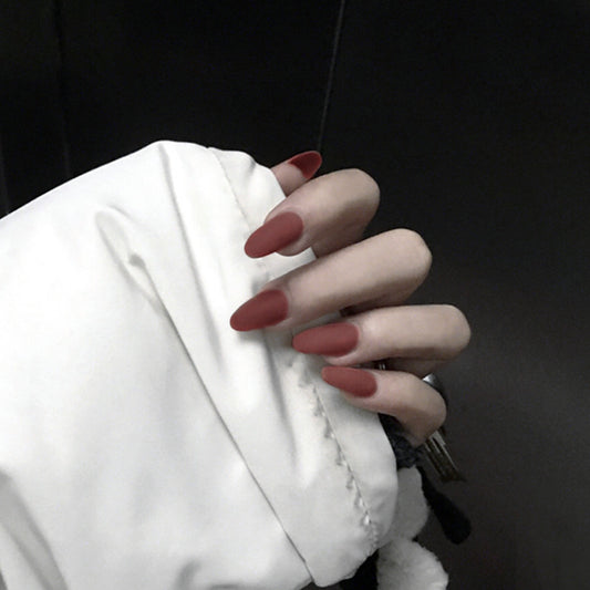Elegant Evening Matte Burgundy Medium Almond Press On Nail Set with Ultra-Smooth Finish