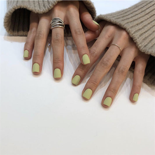 Spring Serenity Medium Length Square Pastel Green Matte Press On Nail Set