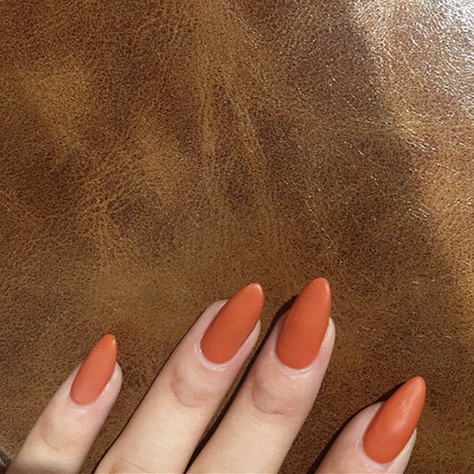 Autumn Spice Long Almond Burnt Orange Press On Nail Set with Matte Finish