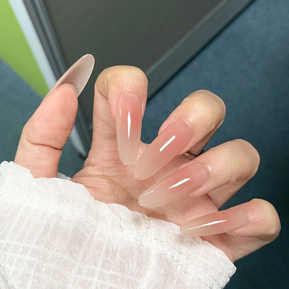 Dreamy Elegance Long Almond Ombre Press On Nail Set with High Gloss Finish