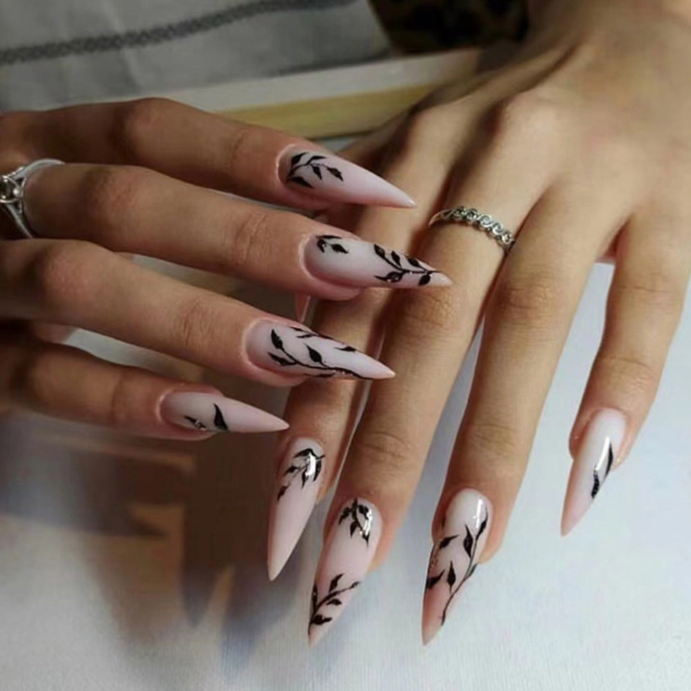 Whimsical Blossom Long Stiletto Pink Press On Nail Set with Elegant Floral Design