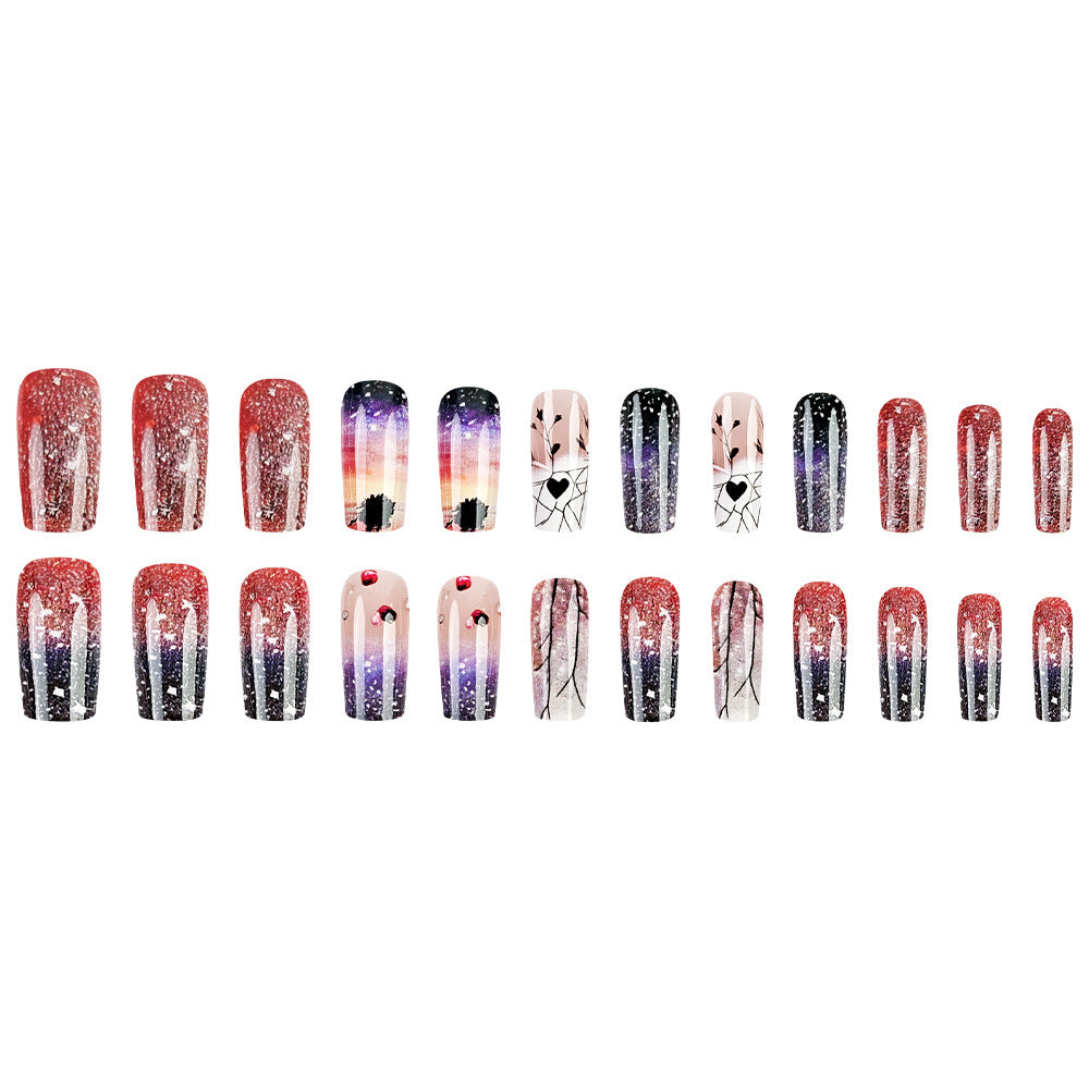 Set of nail art designs on a white background