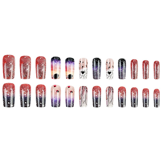 Set of nail art designs on a white background