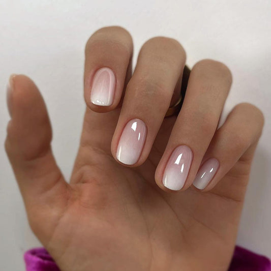 Elegant Whisper Medium Squoval Soft Pink Ombré Press-On Nail Set