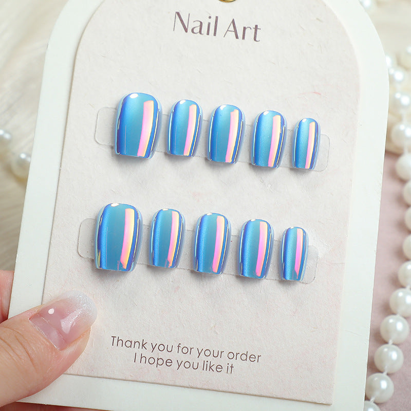 Celestial Dream Short Square Shimmering Blue Press On Nail Set