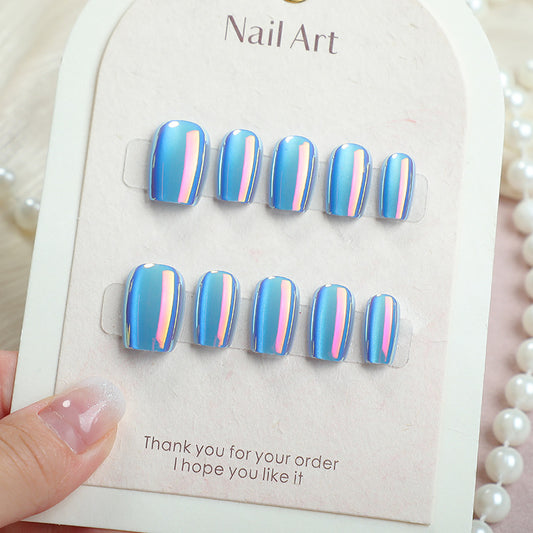 Celestial Dream Short Square Shimmering Blue Press On Nail Set