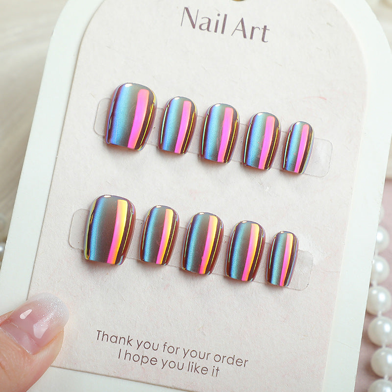 Mystical Radiance Short Square Rainbow Reflective Press-On Nail Set