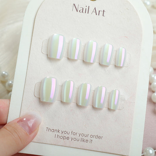 Elegant Dreamy Short Square Iridescent Glamour Press-On Nail Set