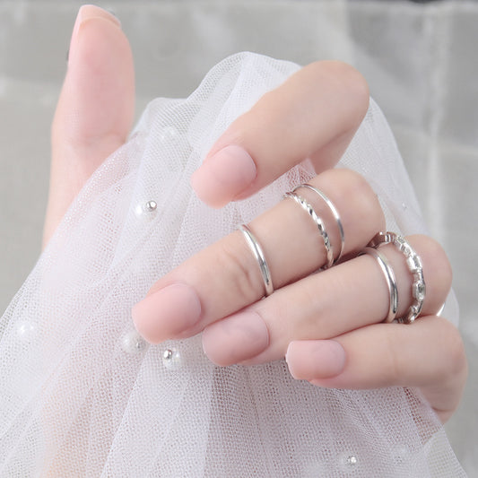 Elegant Romance Medium Oval Blush Pink Matte Press On Nail Set with Easy Application and Comfortable Fit