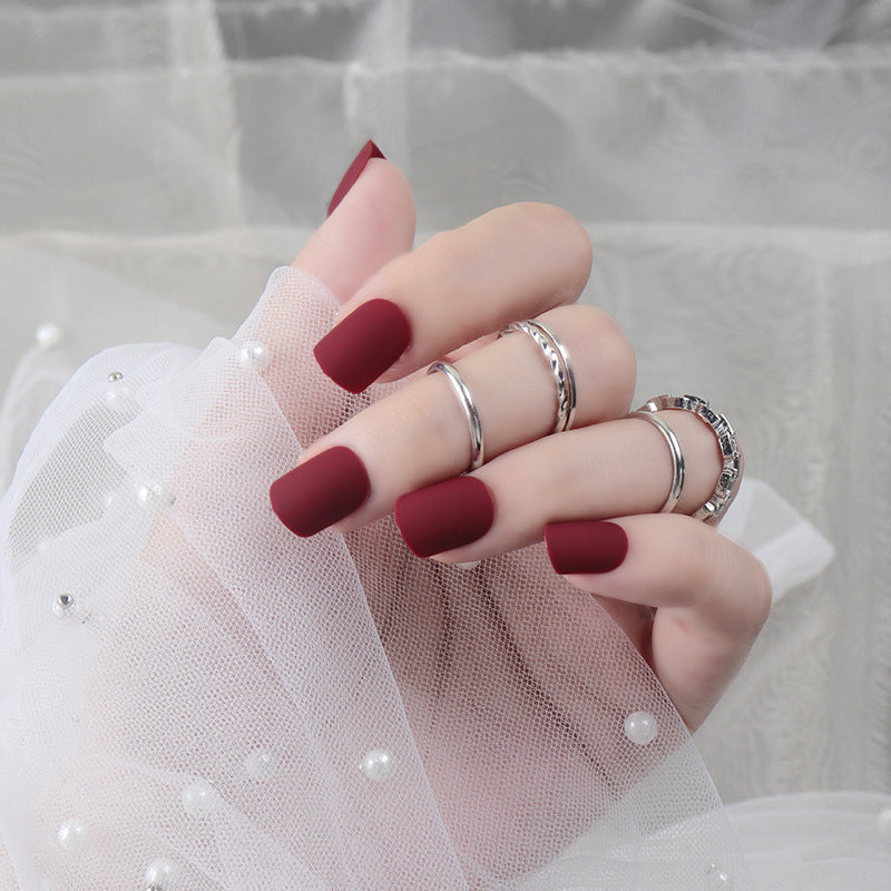 Elegant Wine Vibes Medium Oval Burgundy Press On Nail Set with Luxe Matte Finish