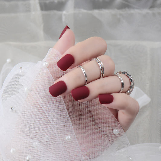 Elegant Wine Vibes Medium Oval Burgundy Press On Nail Set with Luxe Matte Finish