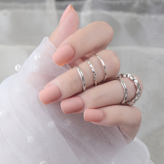 Blushing Romance Medium Oval Matte Pink Press On Nail Set with Elegant Finish