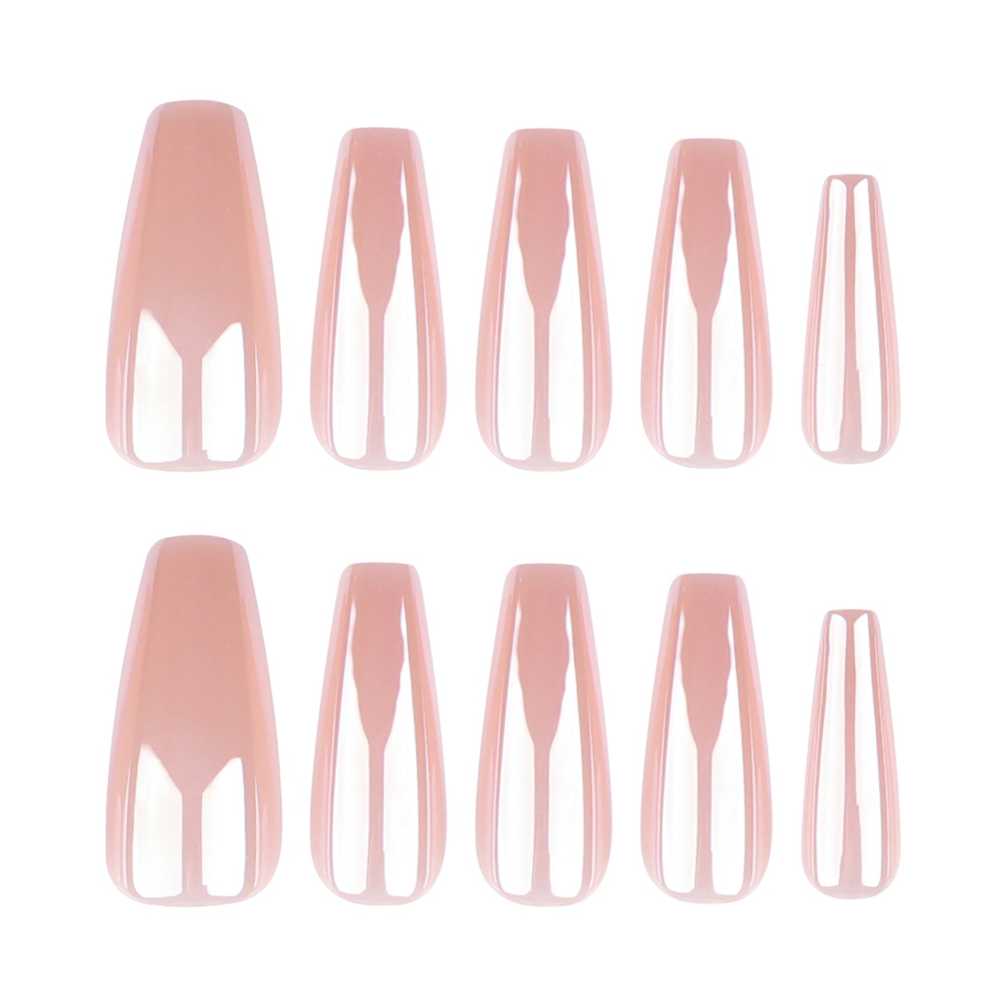 Bohemian Bliss Extra Long Coffin Shaped Trendy Transparent Pink Press On Nail Set