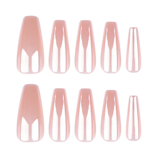 Bohemian Bliss Extra Long Coffin Shaped Trendy Transparent Pink Press On Nail Set