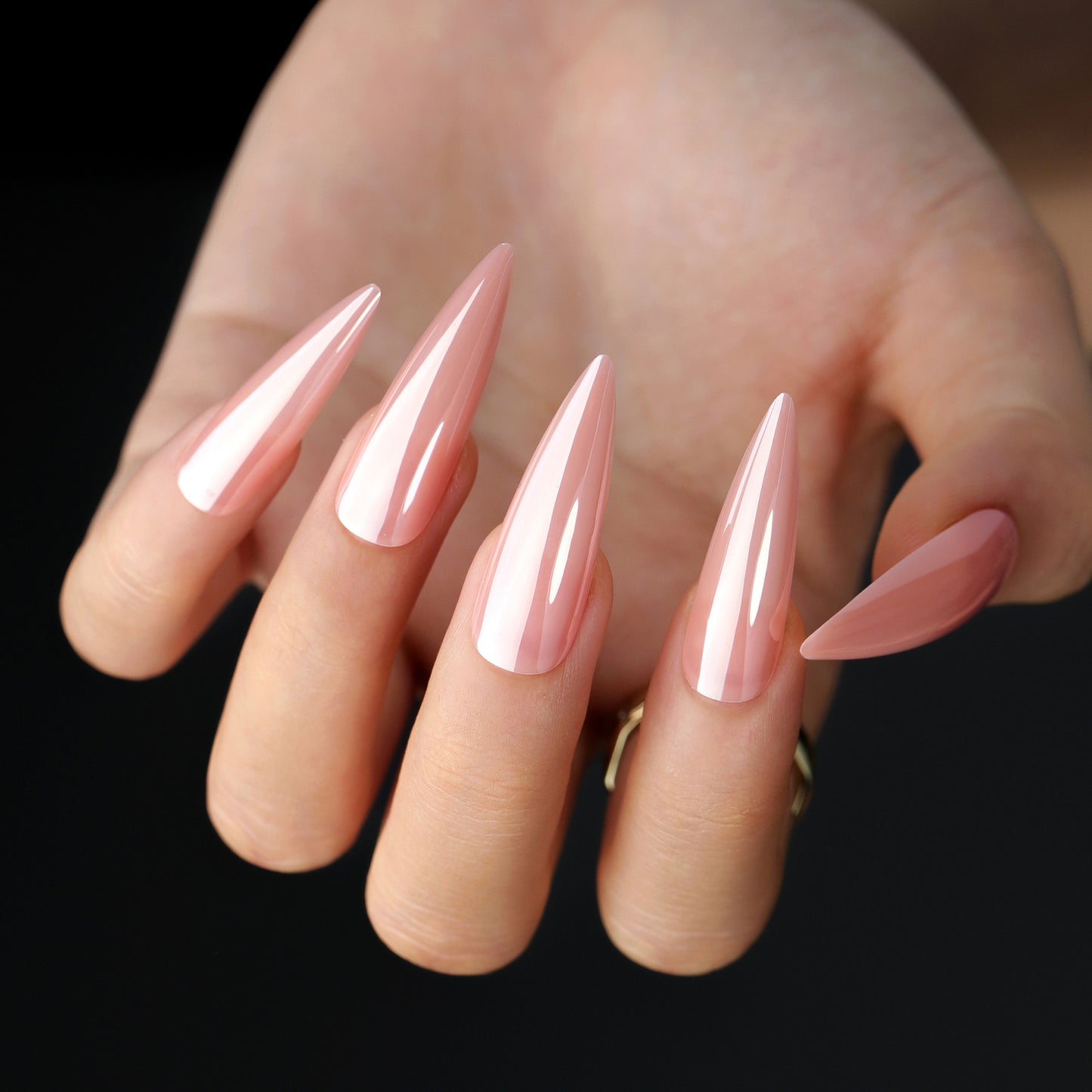 Glamorous Elegance Long Stiletto Pink Glossy Press-On Nails with Stunning Shine