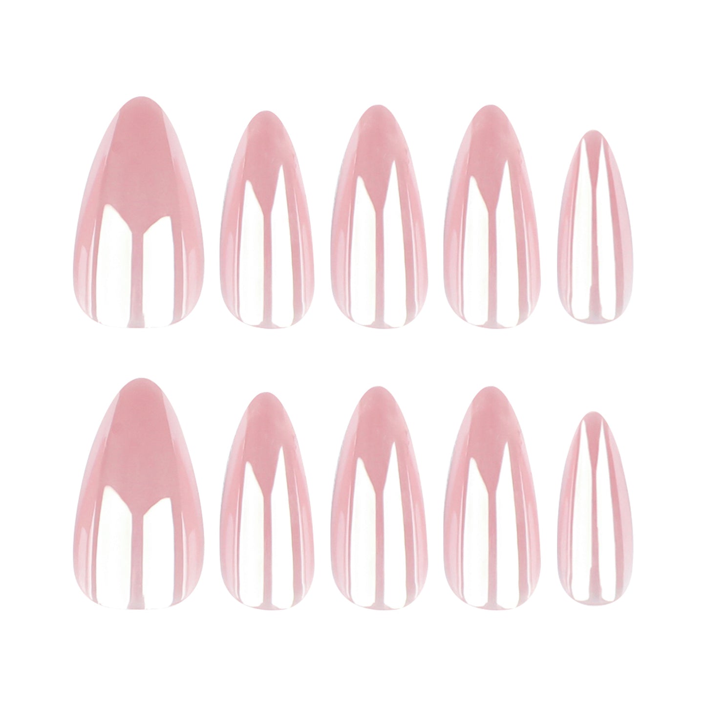 Dreamy Blossom Medium Almond Shaped Glossy Pink Press On Nail Set with Stunning Mirror Finish