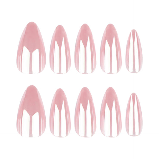 Dreamy Blossom Medium Almond Shaped Glossy Pink Press On Nail Set with Stunning Mirror Finish