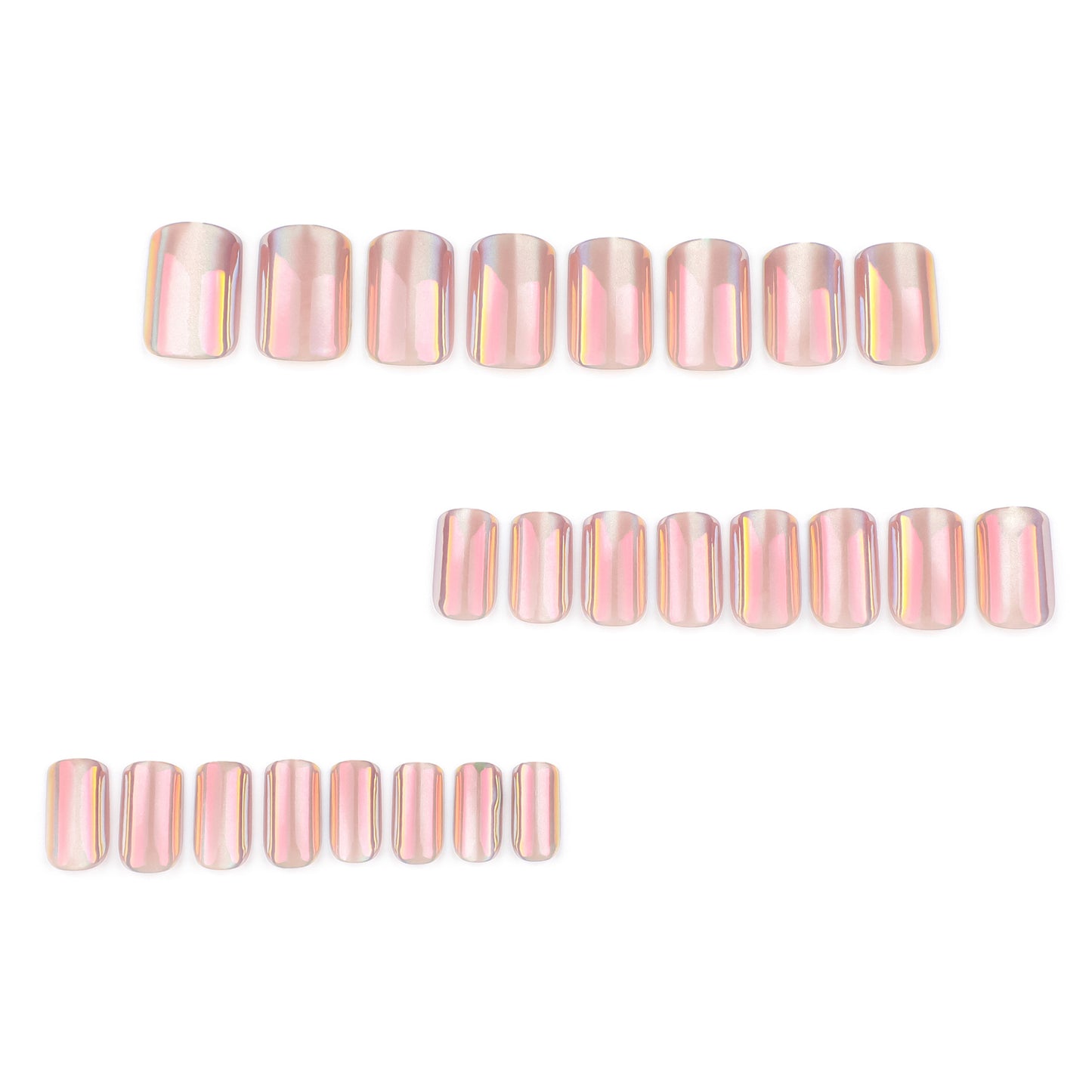 Celestial Serenity Short Square Blush Pink Iridescent Press On Nail Set