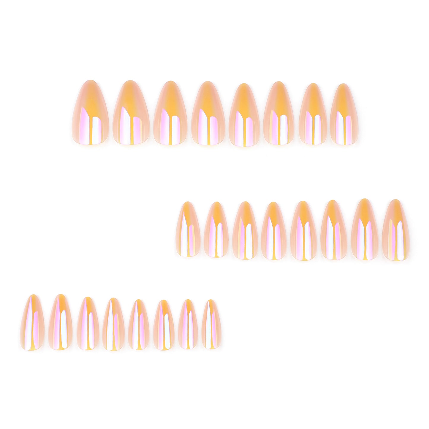 Whimsical Dream Radiant Medium Almond Shaped Peach Glitter Press On Nail Set