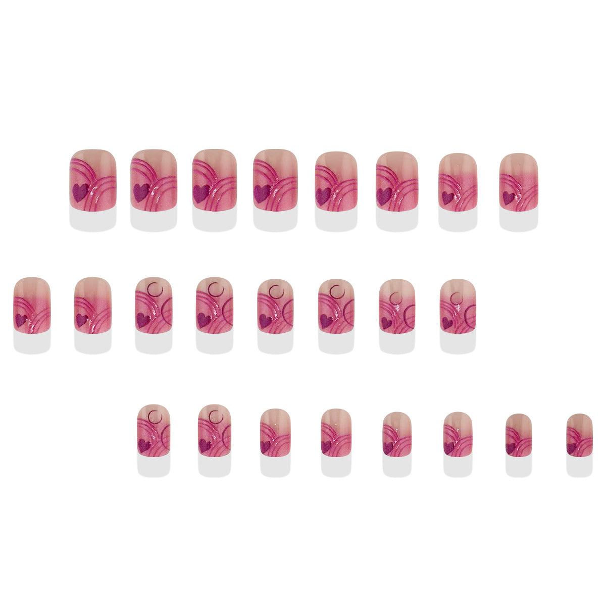 Romantic Blossom Short Square Pink Nails with Heart Design