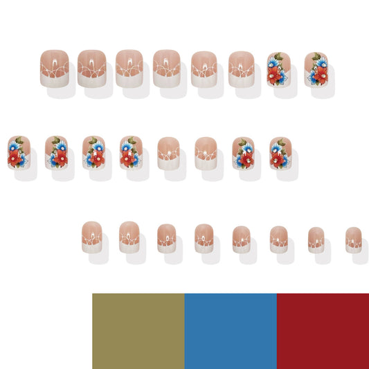 Whimsical Garden Short Square Shape Natural Beige With Vibrant Floral Designs