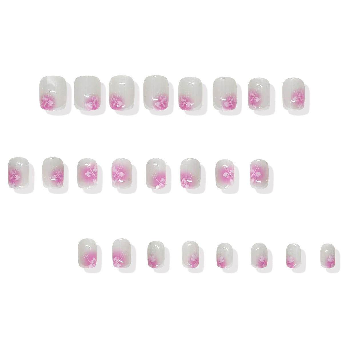 Blossoming Dreams Short Square Pink Ombre Floral Press On Nail Set