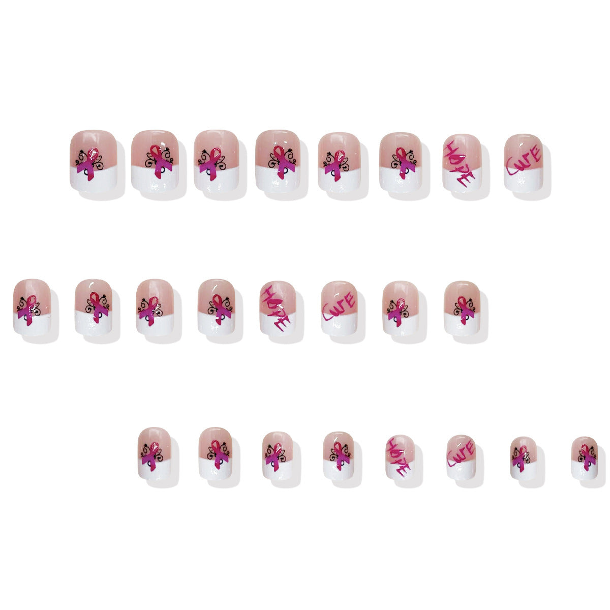 Whimsical Butterfly Dreams Short Square Pink and White Press-On Nail Set with Inspirational Designs