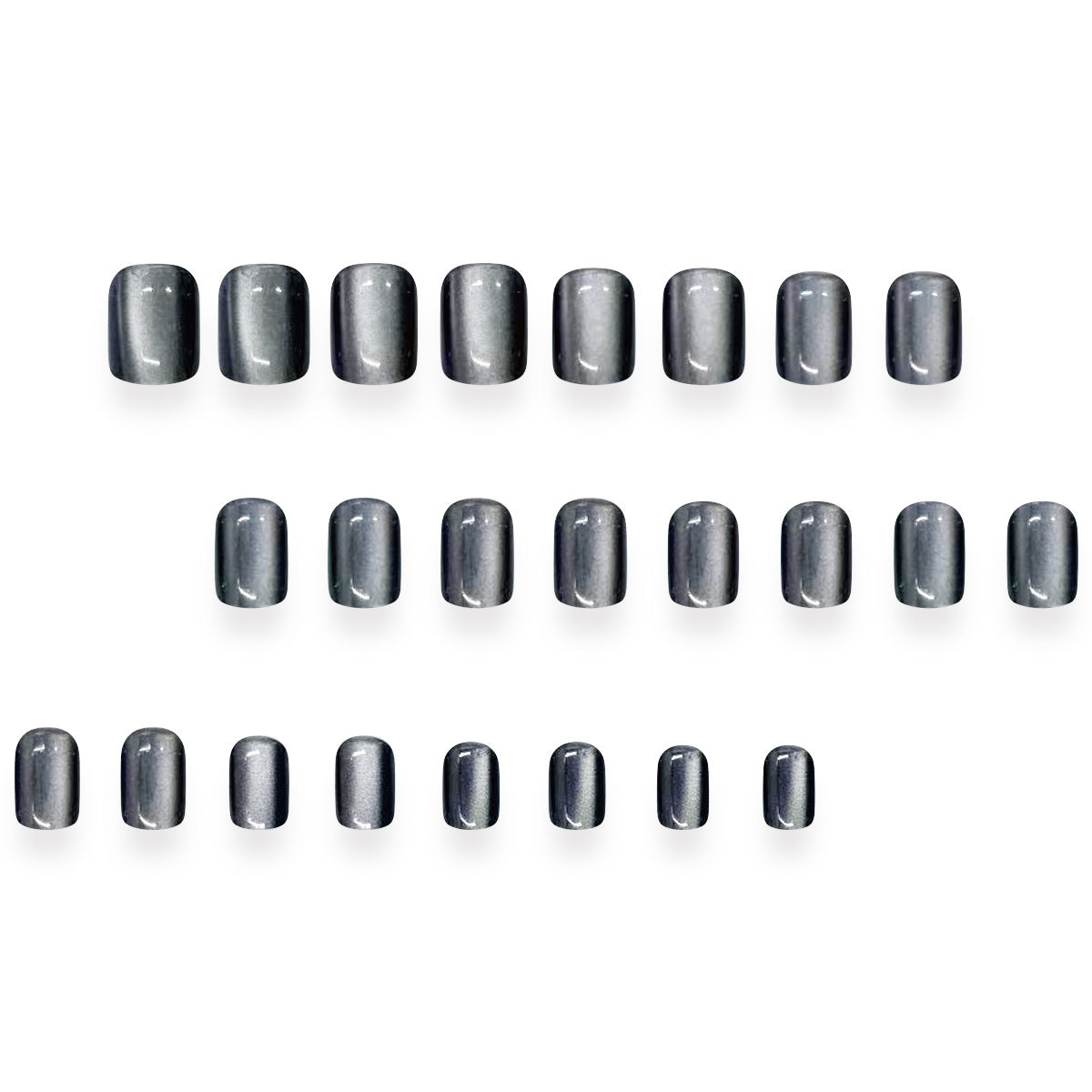 Mystical Night Press-On Nail Set in Short Square Shiny Charcoal with Iridescent Finish