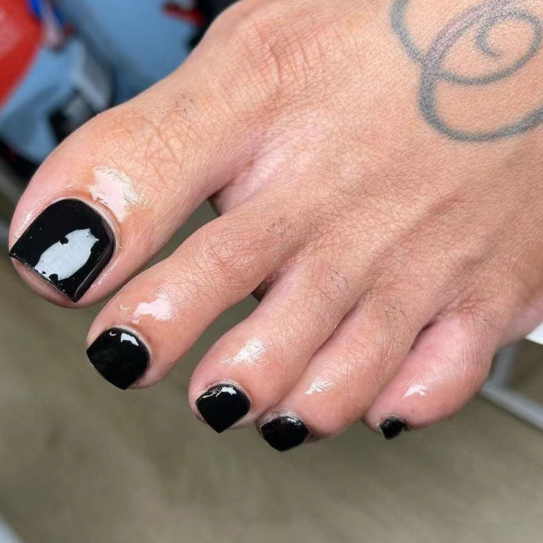 Glimmering Night Black Square Press On Nail Set Short Glossy Finish Elegant Design