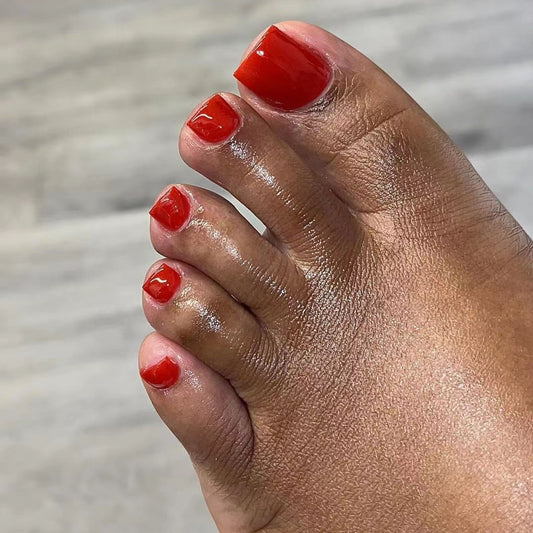 Tropical Sunset Short Square Red Press On Nail Set with Glossy Finish