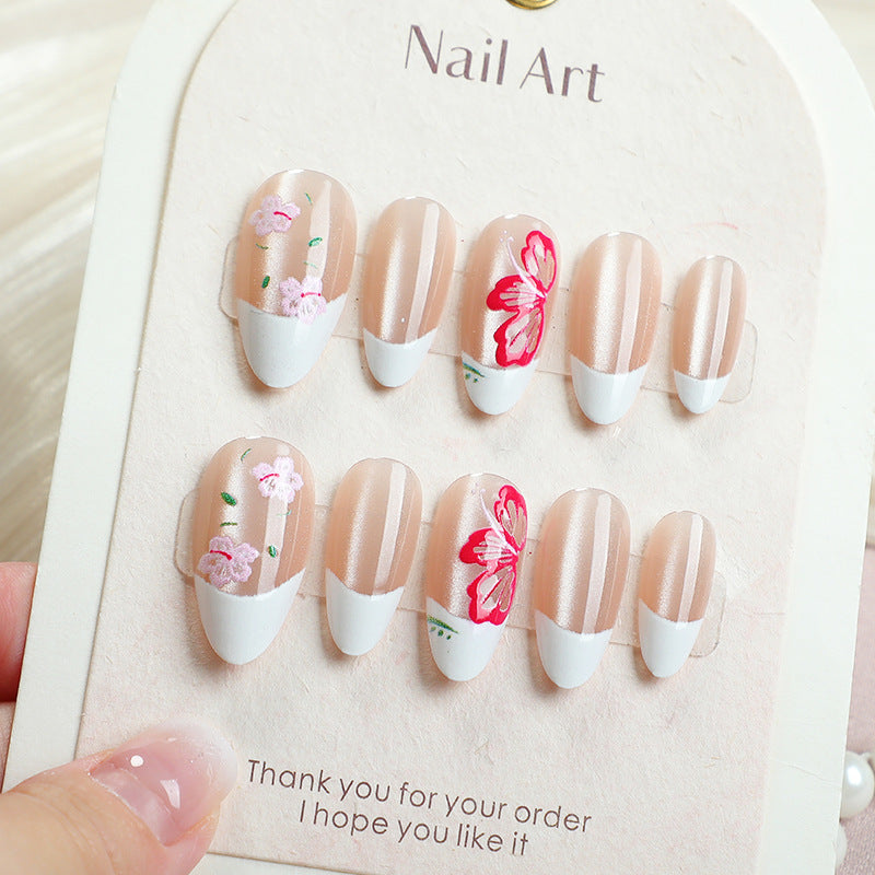 Floral Fantasy Short Almond Elegant Design Press On Nail Set