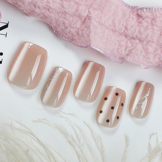 Chic Elegance Short Square Blush with Glitter Accents Press On Nail Set