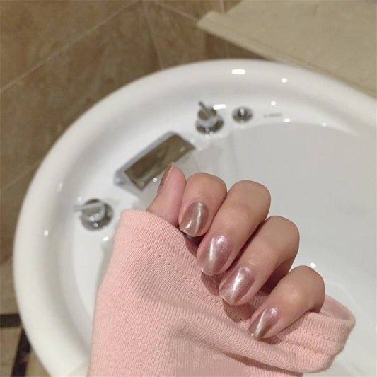 Elegant Marble Bliss Short Square Pink Press On Nail Set with Glitter Accent